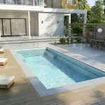 Piscine creusée en fibre de verre Mova, modèle 12x28, finition Diamant couleur Mova