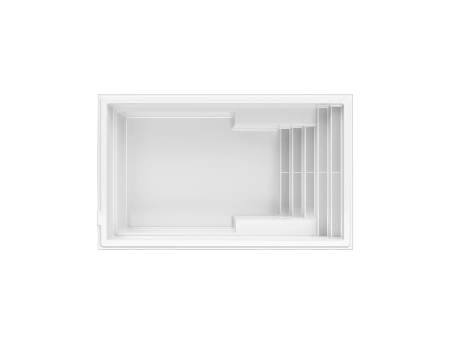 Piscine creusée en fibre de verre Mova, modèle 12x20, vue de dessus