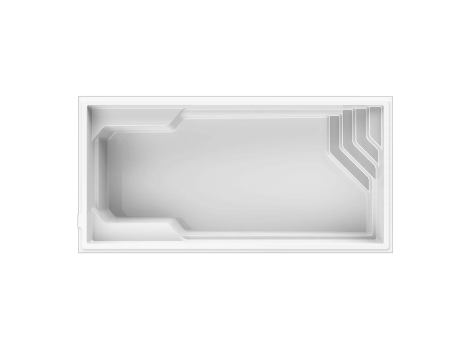 Piscine creusée en fibre de verre Mova, modèle 12x24 - Pente, vue de dessus