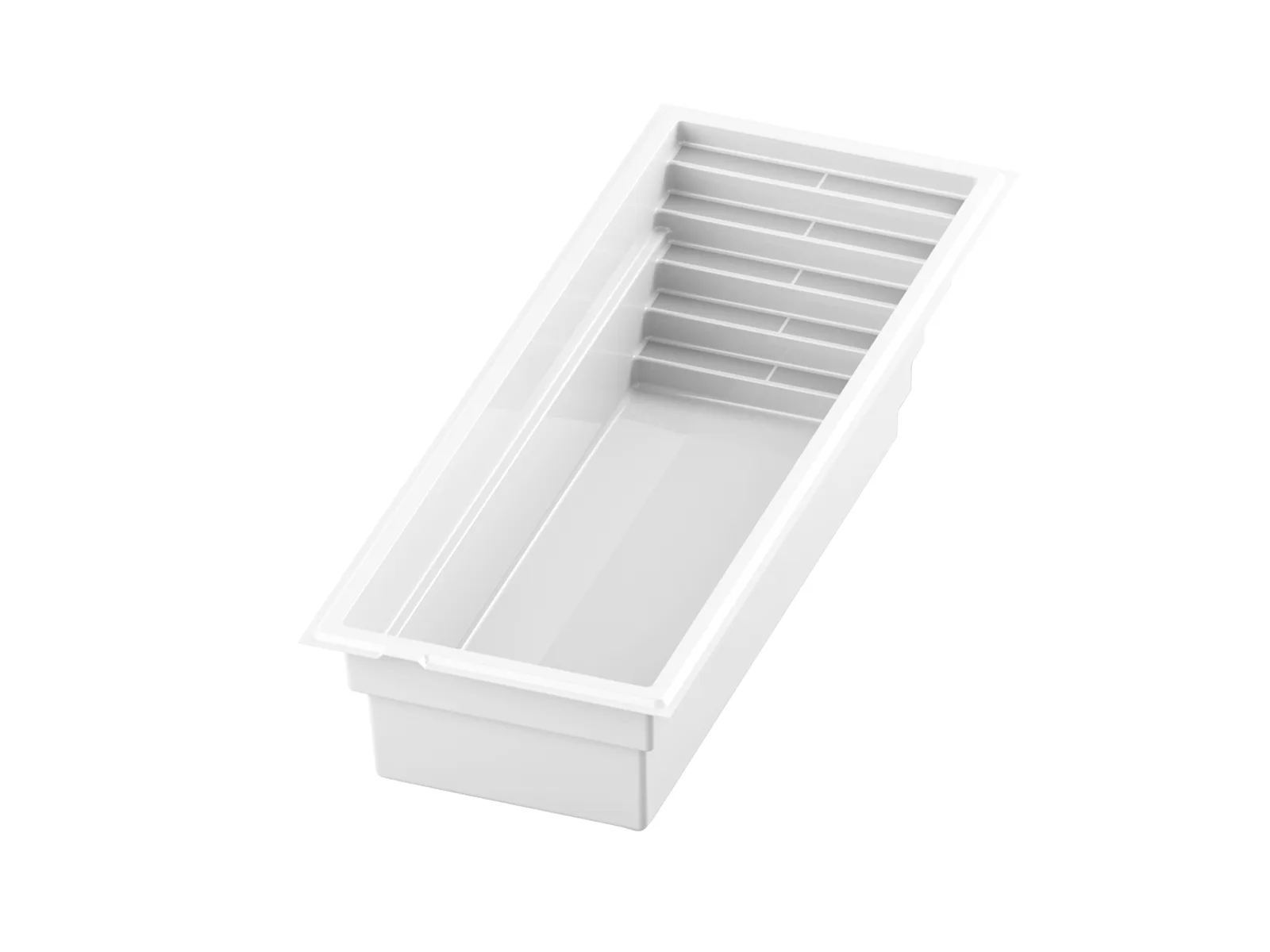 Piscine creusée en fibre de verre Mova, modèle 9x24, vue d’angle