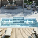 Piscine creusée en fibre de verre Mova, modèle 12x22, finition Diamant couleur Mova