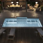 Piscine creusée en fibre de verre Mova, modèle 12x22, finition Diamant couleur Mova