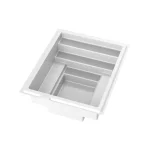 Piscine creusée en fibre de verre Mova, modèle 8x10, finition Diamant couleur Mova, vue d’angle