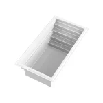 Piscine creusée en fibre de verre Mova, modèle 8x16, finition Diamant couleur Mova, vue d’angle