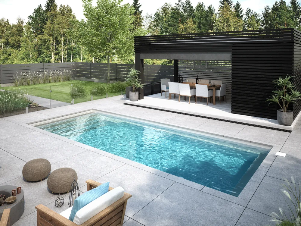 Piscine 11x25 à fond plat - Loup Gris